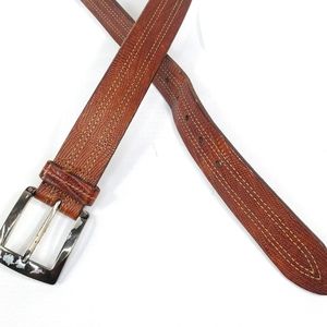 Martin Dingman Belt Size 40 Handmade USA Brown Leather Distressed Silver Buckle.